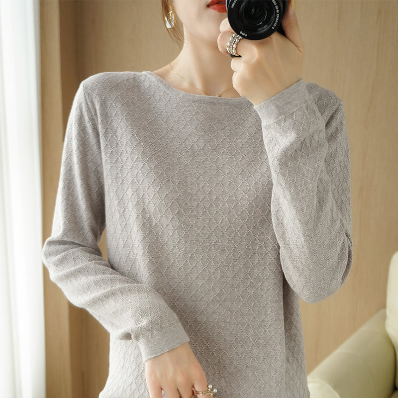 Women's Gray Sweater with Square pattern