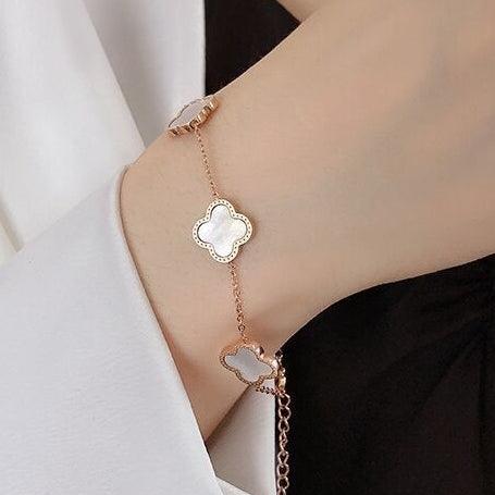 Gold Plated Four-Leaf Clover Shape Bracelet - Main Image