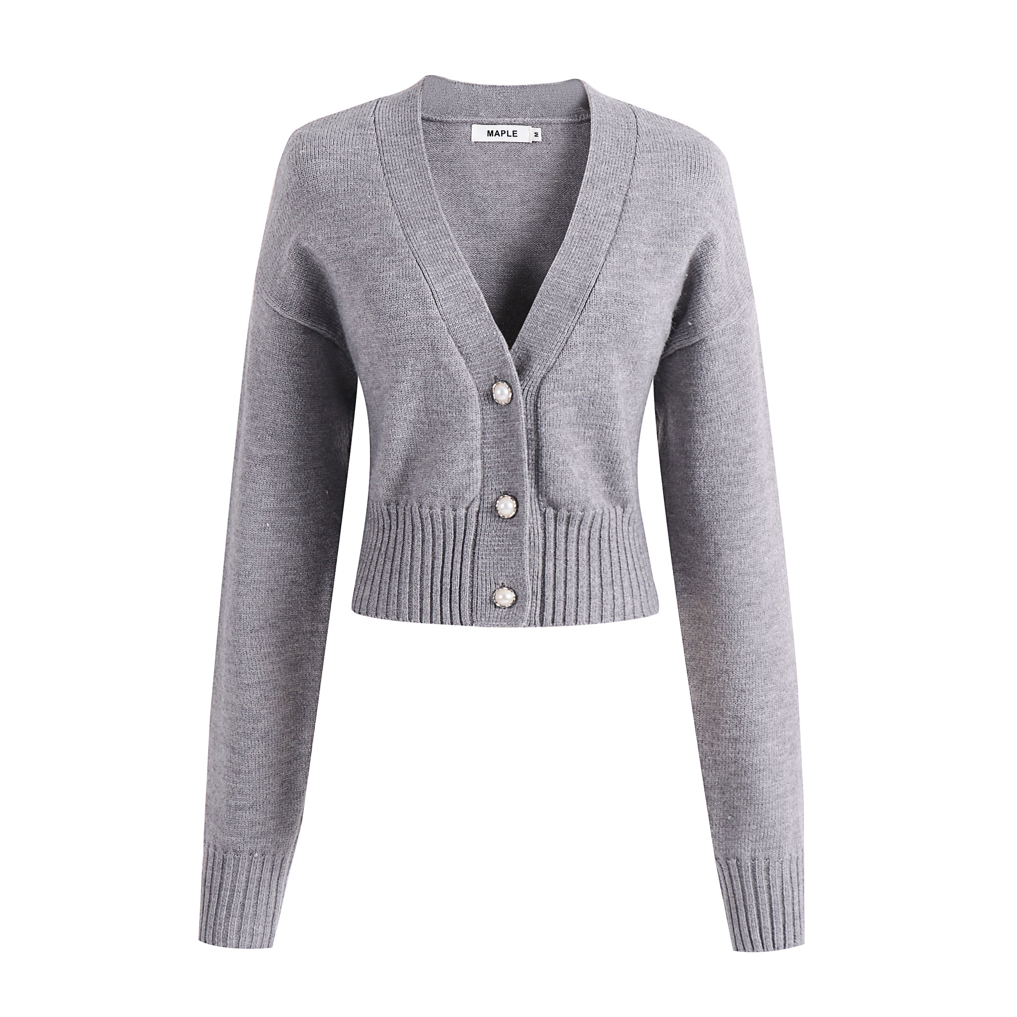 Women's Gray Cardigan Cropped Style