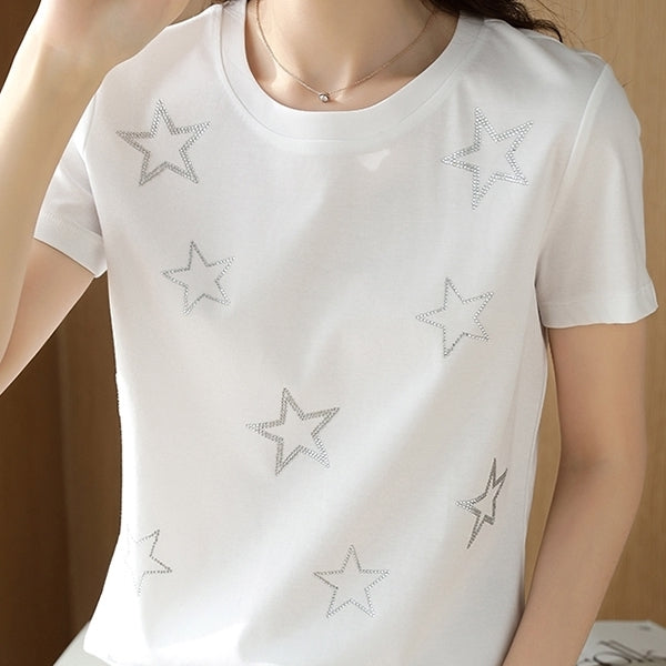 Women's White Tops with Geometric pattern