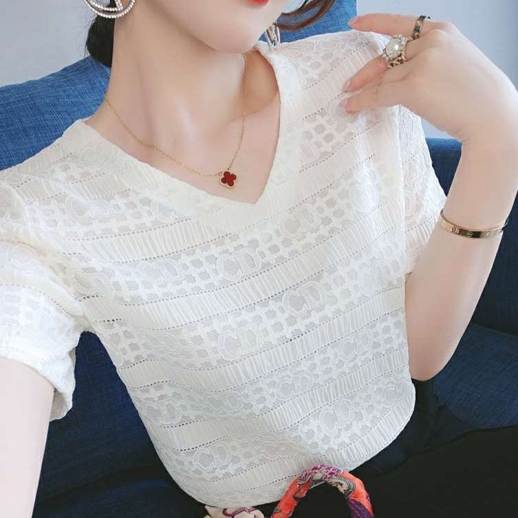 Women's White Tops with Texture pattern