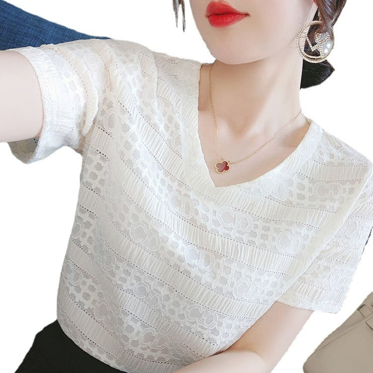 Women's White Tops with Texture pattern