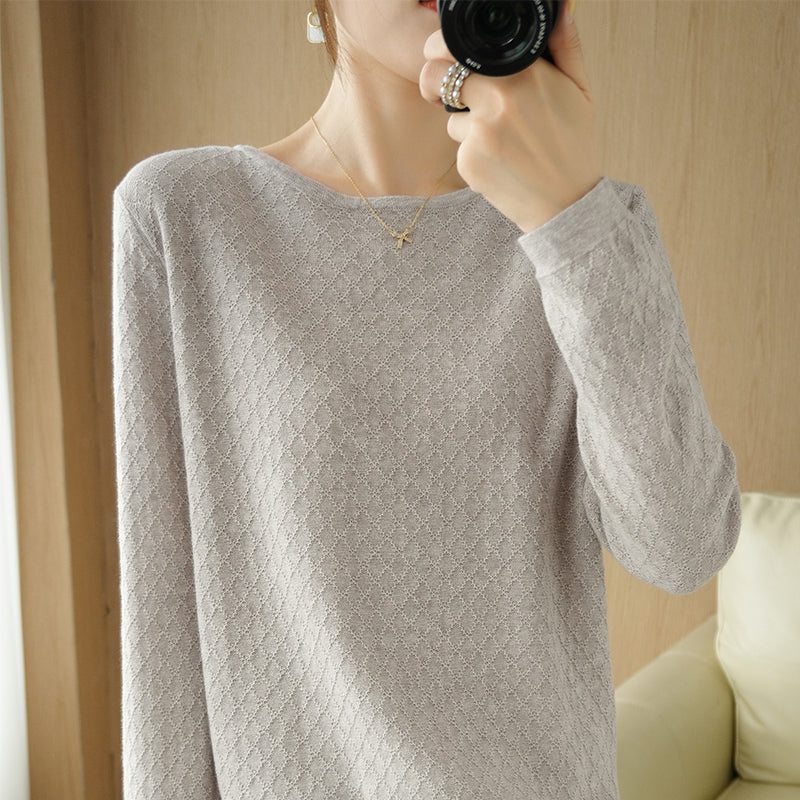Women's Gray Sweater with Square pattern