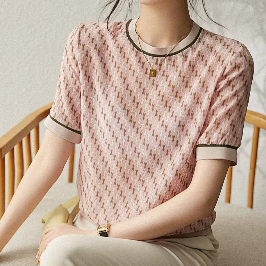 Women's Pink Tops with Arrow Pattern