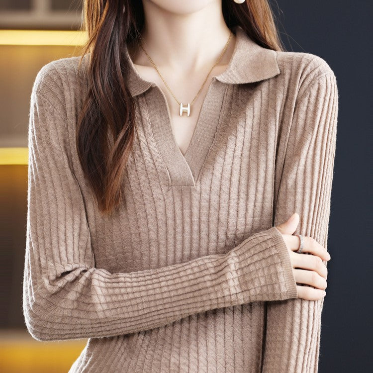 Women's Dark Brown Sweater with Plaid Pattern
