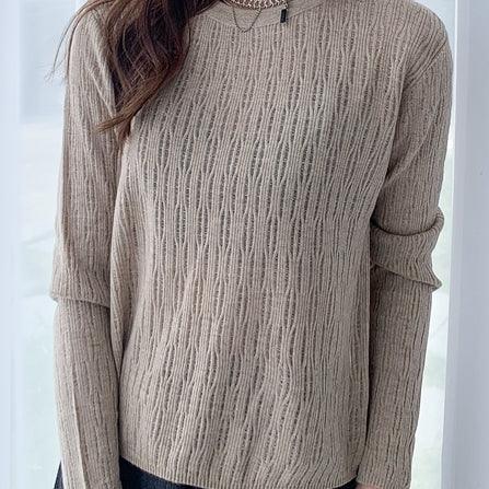 Women's Crewneck Solid Long Sleeve Sweater - Maple
