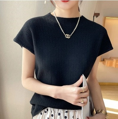 Women's Black Shirt with Solid Pattern