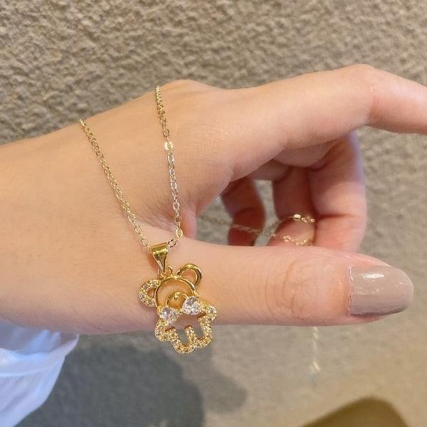 Gold Bear Shape Necklace - Maple