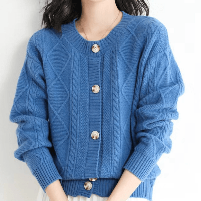 Women Sky Blue Cardigan Sweater front